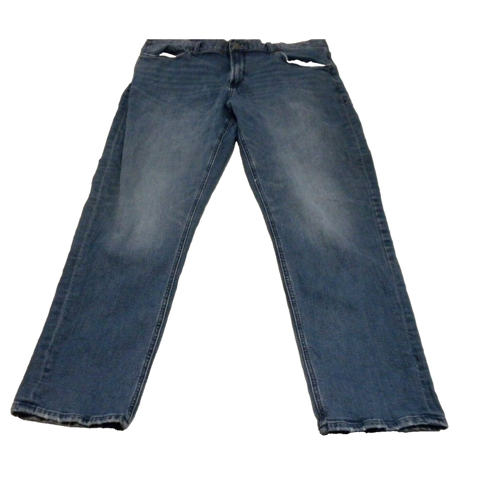 Express‎ Jeans Mens 38x32 Blue Denim Classic Slim Fit Straight Stretch Mid Rise